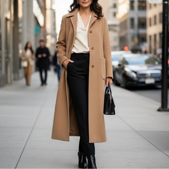 MaxMara Jackets & Blazers - Max Mara Camel Wool Cashmere Vintage 1990s Longline Coat Made in Italy